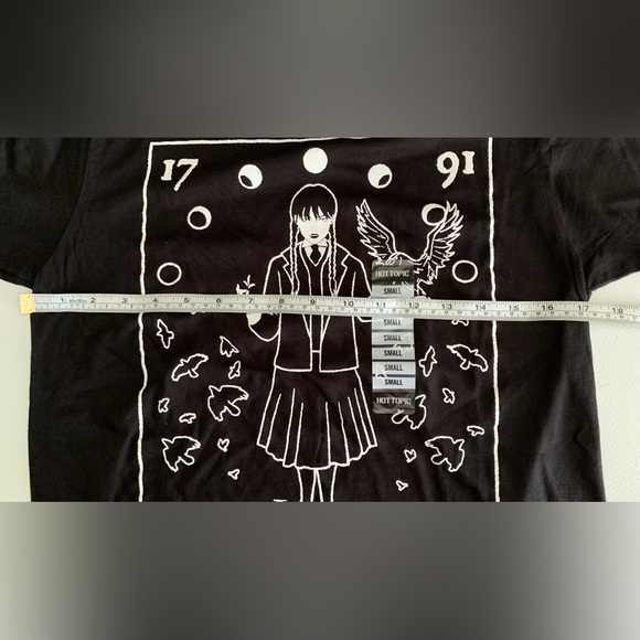 Hot Topic - Wednesday Adams Black Short Sleeve T-shirt W/ White Graphic - Small - Picture 7 of 10